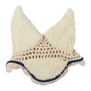 Conjunto de Mantilla y orejeras Hobby Horsing HKM Sports Equipment borreguito beige/azul marino - Imagen 2